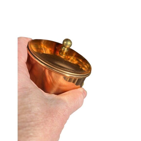 Vintage MCM Copper Brass Canister Set w Matching Salt & Pepper Korea 1970s - Picture 3 of 16